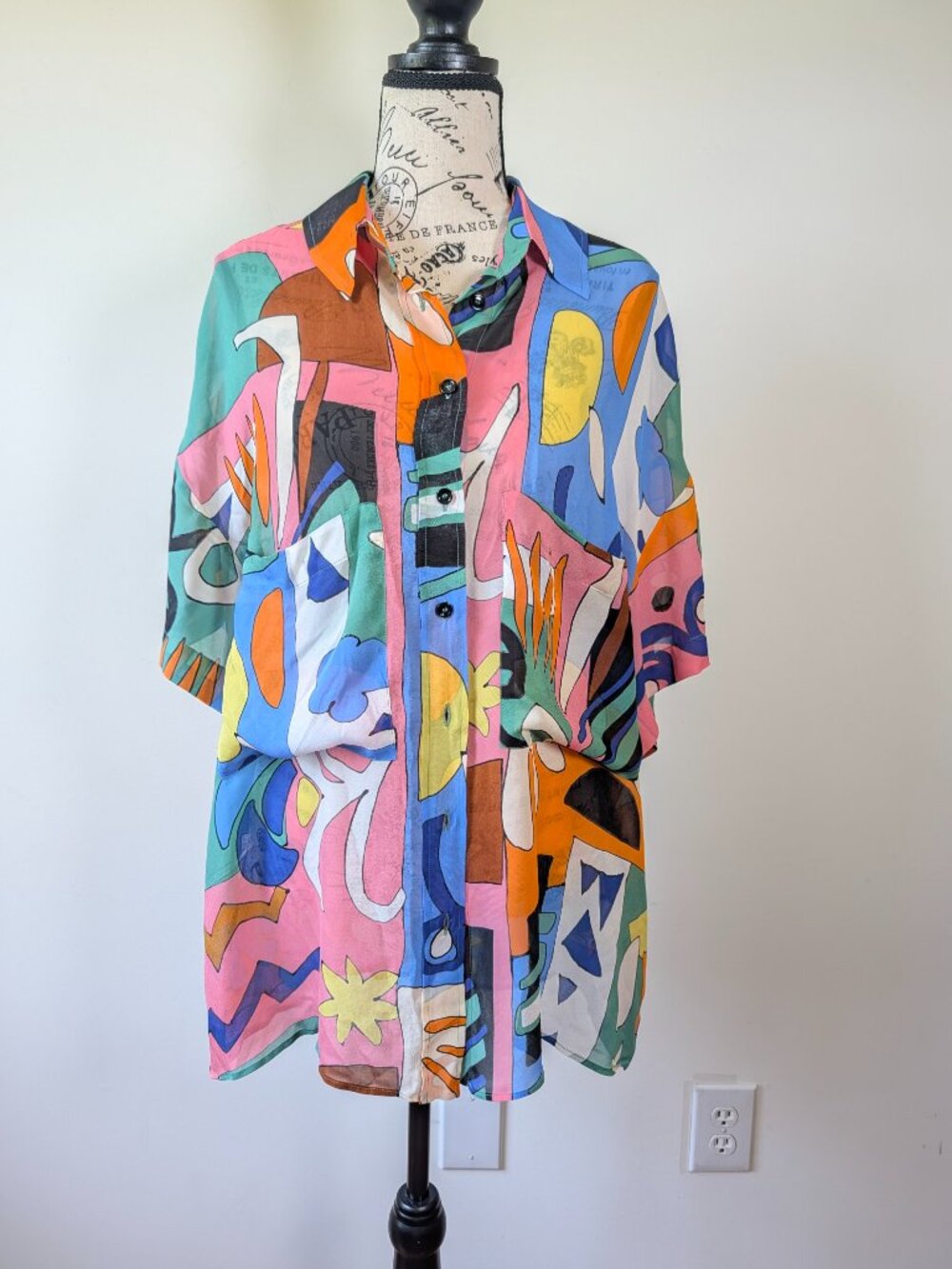 ZARA Multicolor Abstract Print Set NWT – Button-Up Shirt & Wide-Leg Pants L - Picture 6 of 11